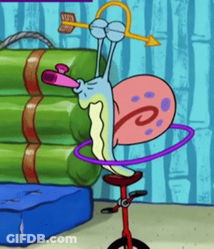 A Cartoon Character Is Riding A Bike With A Hula Hoop Around His Neck GIF