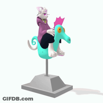 A Cartoon Character Is Riding On The Back Of A Blue Seahorse GIF