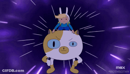 Cartoon Riding On Back Of Cat With Max Logo GIF