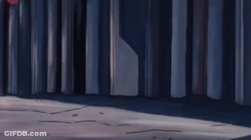 A Cartoon Character Is Running In A Dark Room GIF