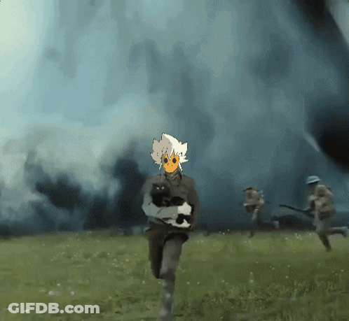 Cartoon Running In Field With Smoke GIF