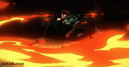 A Cartoon Character Is Running Through A Flame GIF