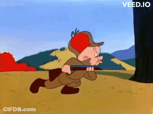 A Cartoon Character Is Running With A Rifle And The Website Veed.io Is Visible In The Corner GIF