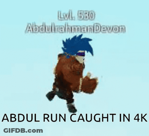 A Cartoon Character Is Running With The Words Abdul Run Caught In 4K GIF