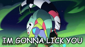 A Cartoon Character Is Saying `` I 'M Gonna Lick You '' GIF