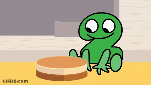 A Cartoon Character Is Screaming In Front Of A Cake That Has Spikes On It GIF
