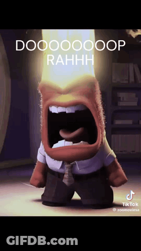 A Cartoon Character Is Screaming With His Mouth Wide Open And A Light Coming Out Of His Head . GIF