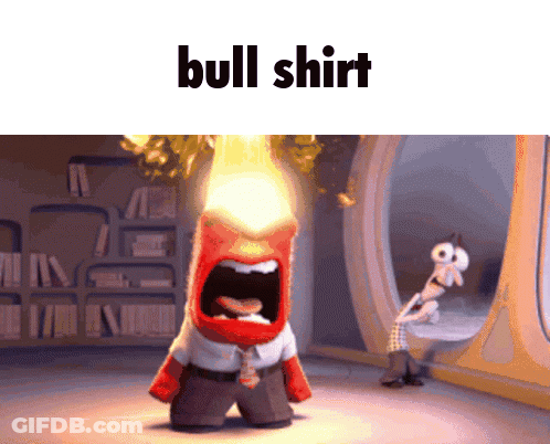 A Cartoon Character Is Screaming With The Words Bull Shirt Below Him GIF