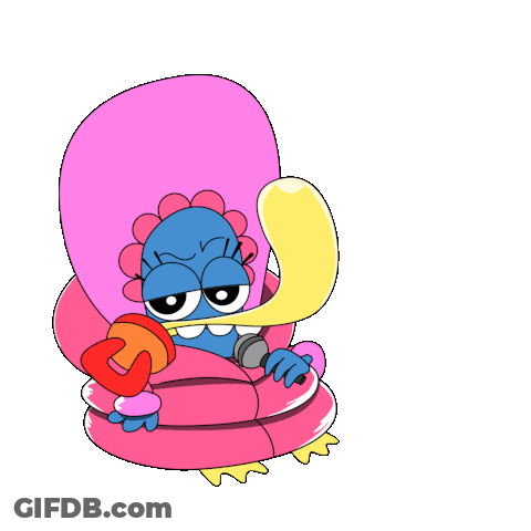 A Cartoon Character Is Singing Into A Microphone While Wearing A Robe GIF