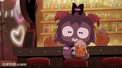 A Cartoon Character Is Sitting At A Bar Holding A Glass Of Beer GIF