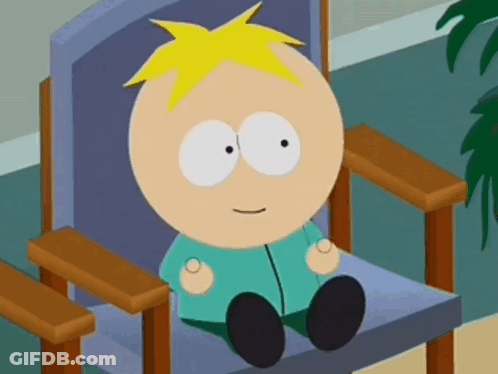 A Cartoon Character Is Sitting In A Chair And Looking At The Camera GIF