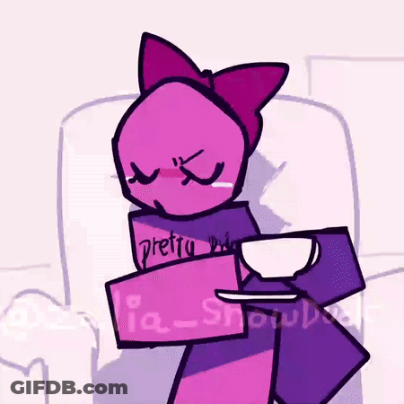 A Cartoon Character Is Sitting In A Chair Holding A Cup Of Coffee And A Book . GIF