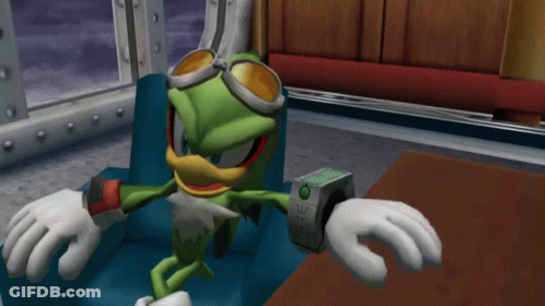A Cartoon Character Is Sitting In A Chair With A Watch That Says Eee GIF