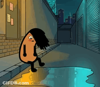 A Cartoon Character Is Sitting In A Puddle Of Water . GIF