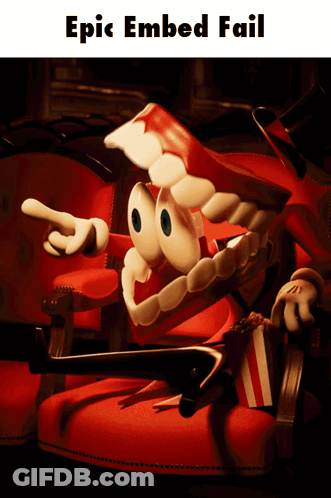 A Cartoon Character Is Sitting In A Red Chair With The Words Epic Embed Fail Above It GIF