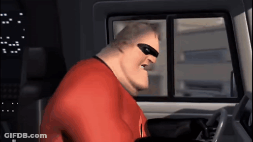 A Cartoon Character Is Sitting In The Driver 'S Seat Of A Car And Looking Out The Window . GIF