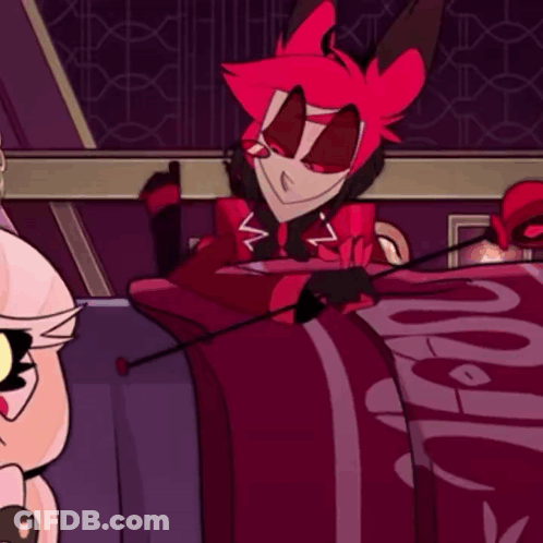 A Cartoon Character Is Sitting On A Bed With A Sword In His Hand GIF