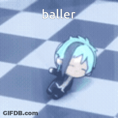 A Cartoon Character Is Sitting On A Checkered Floor And The Word Baller Is On The Bottom GIF