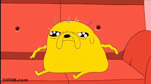 A Cartoon Character Is Sitting On A Couch And Says Man That Made My Teeth Hurt GIF