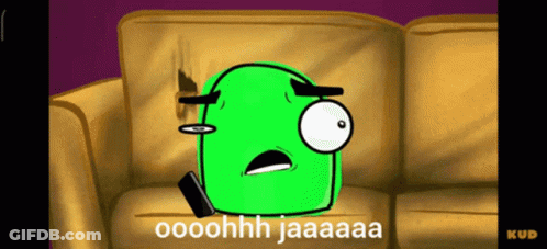 A Cartoon Character Is Sitting On A Couch And Says Oooohhh Jaaaaa GIF
