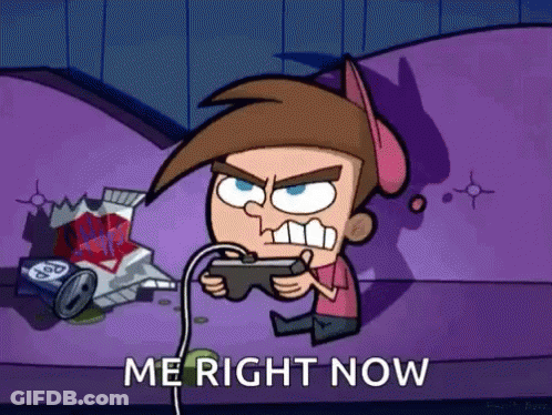 A Cartoon Character Is Sitting On A Couch Playing A Video Game With The Words Me Right Now Below Him GIF
