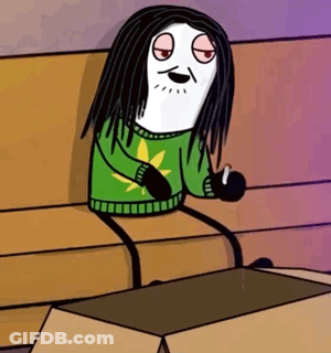 A Cartoon Character Is Sitting On A Couch With A Cigarette In His Hand . GIF