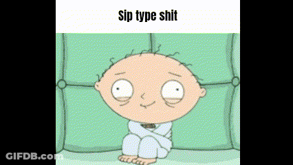A Cartoon Character Is Sitting On A Couch With His Arms Crossed And The Words `` Sip Type Shit '' Written Above Him . GIF