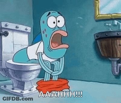 A Cartoon Character Is Sitting On A Toilet . GIF