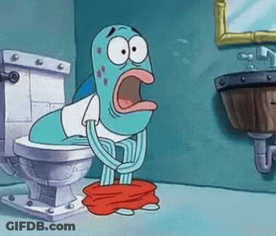 A Cartoon Character Is Sitting On A Toilet . GIF
