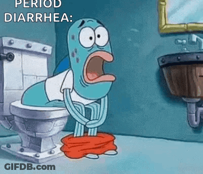 A Cartoon Character Is Sitting On A Toilet In A Bathroom With His Pants Down . GIF