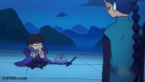 A Cartoon Character Is Sitting On The Floor Eating A Sandwich GIF