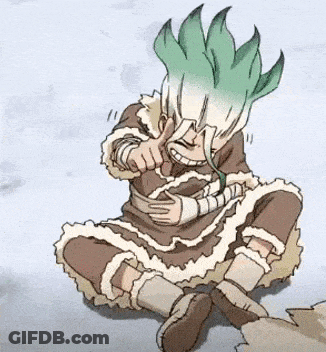 A Cartoon Character Is Sitting On The Ground With His Legs Crossed And Eating A Piece Of Food . GIF