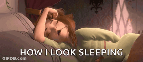 A Cartoon Character Is Sleeping In A Bed With The Words How I Look Sleeping Above Her . GIF