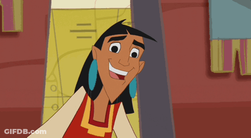 A Cartoon Character Is Smiling And Wearing Earrings And A Red Shirt GIF