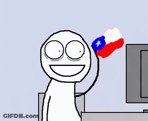 A Cartoon Character Is Smiling While Holding A Flag GIF
