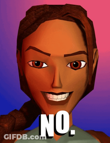A Cartoon Character Is Smiling With The Words No On Her Face GIF