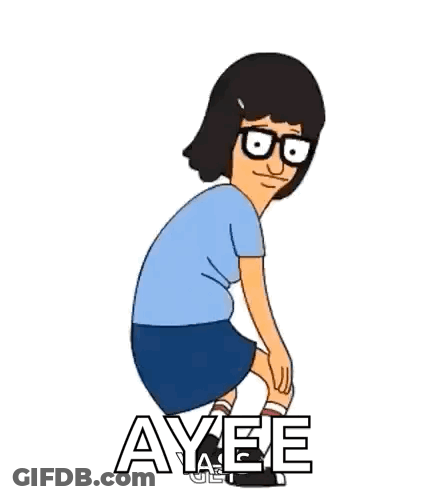 A Cartoon Character Is Squatting Down And Saying Ayee . GIF