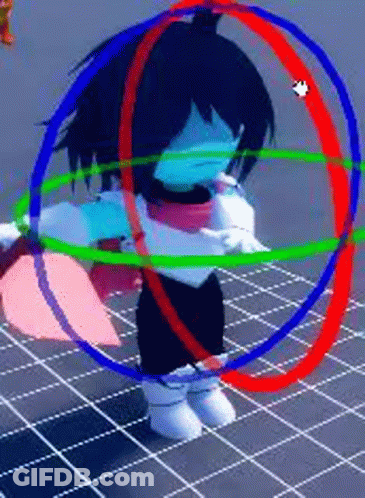 A Cartoon Character Is Standing In A Circle With A Red , Green And Blue Circle Around Her . GIF