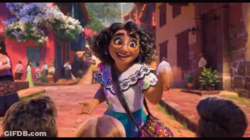 A Cartoon Character Is Standing In A Crowd Of People On A Sidewalk . GIF