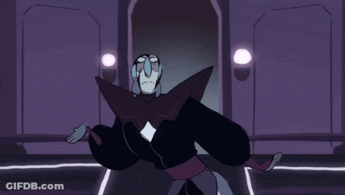 Cartoon Character In Dark Purple Room GIF