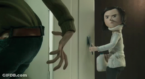 A Cartoon Character Is Standing In A Doorway Holding A Bottle Of Milk GIF