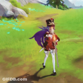 Cartoon With Sword And Purple Dragon In Field GIF