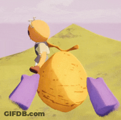 A Cartoon Character Is Standing In A Field GIF