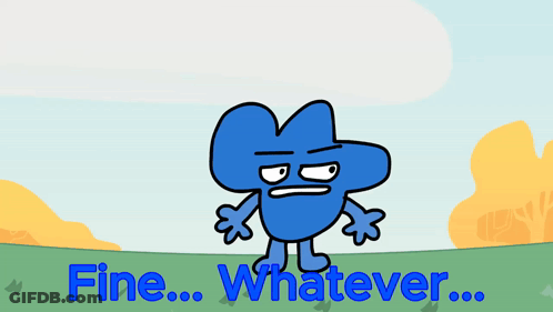 A Cartoon Character Is Standing In A Field With The Words Fine Whatever GIF