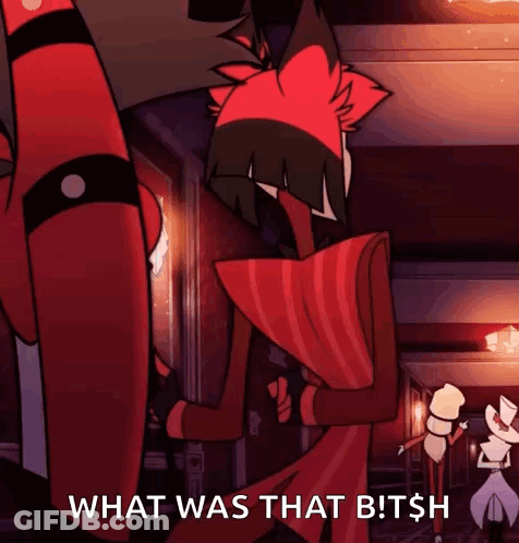 A Cartoon Character Is Standing In A Hallway And Says What Was That Bitch GIF