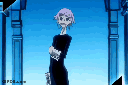 A Cartoon Character Is Standing In A Hallway With A Blue Background GIF