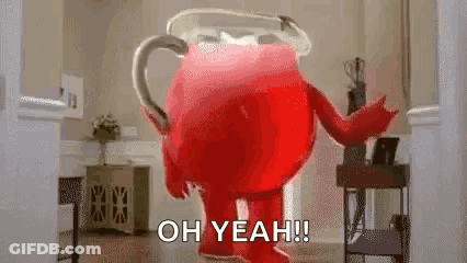 A Cartoon Character Is Standing In A Living Room With The Words `` Oh Yeah ! '' GIF