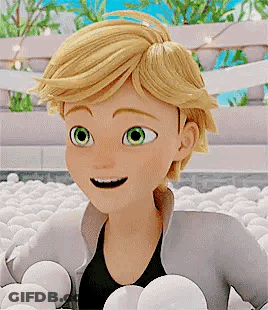 A Cartoon Character Is Standing In A Pile Of Eggs And Smiling . GIF