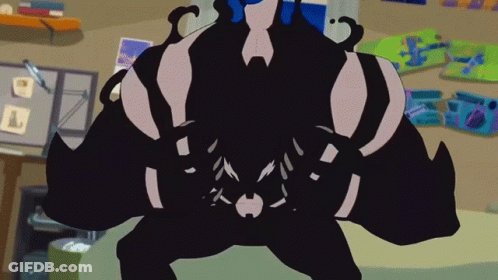 A Cartoon Character Is Standing In A Room With His Arms Outstretched GIF