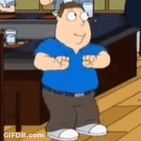 Cartoon Character Standing With Hands In Air GIF